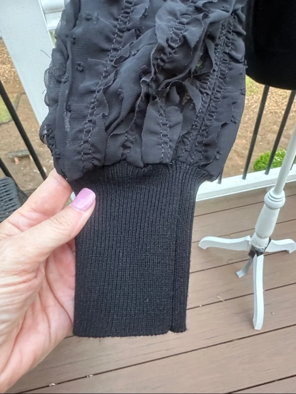 Nanette Lepore Black Ruffle-Sleeve Pullover Sweater - Picture 6 of 11